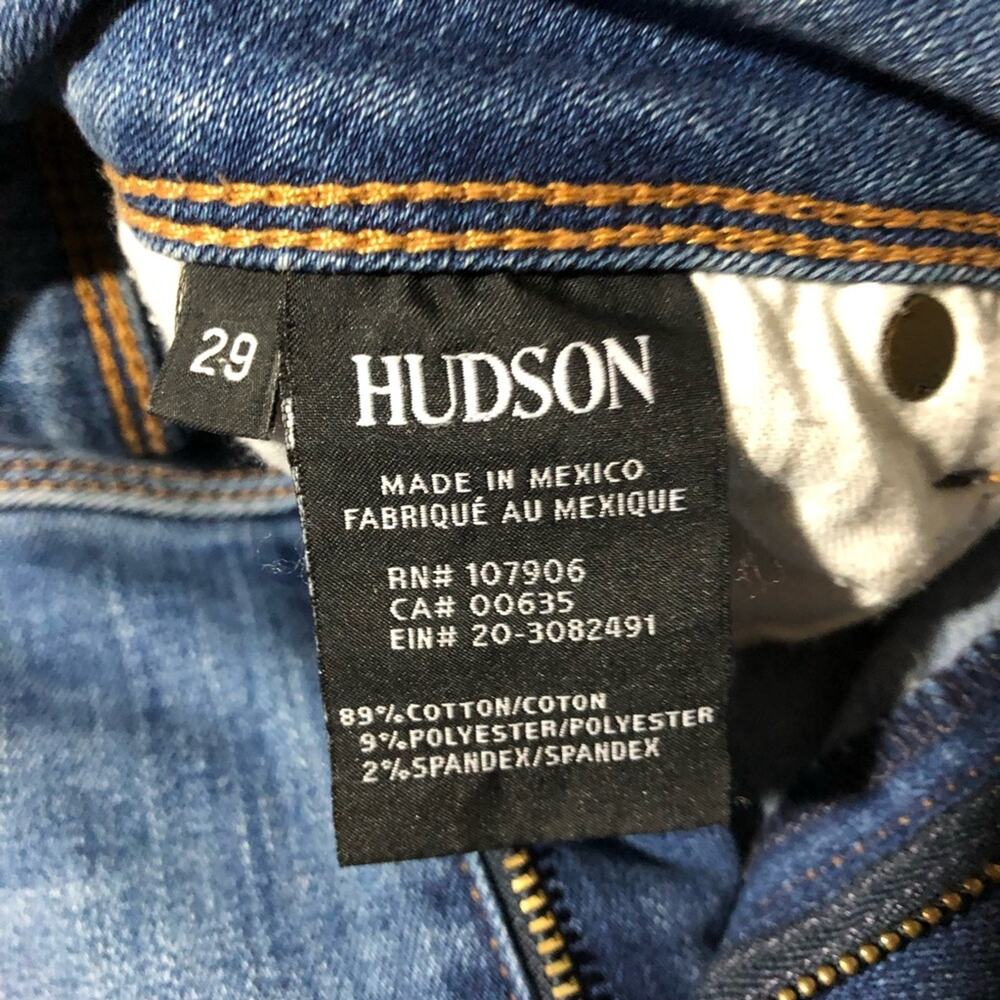 Hudson mid rise skinny with step hem distressed blue jeans womens 29 flap pocket - Picture 5 of 12